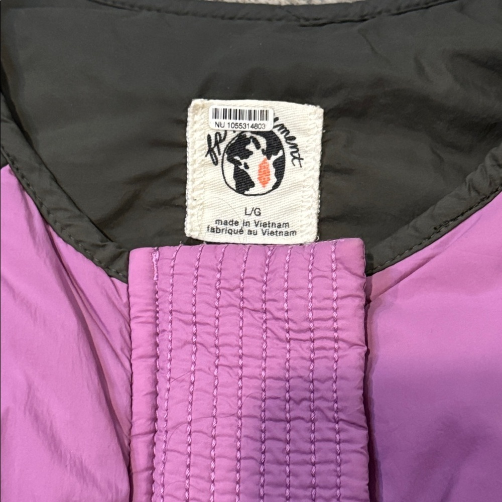Fp Movement By Free People Pink Green W Black Pockets Bomber Jacket Lrg Euc View 6
